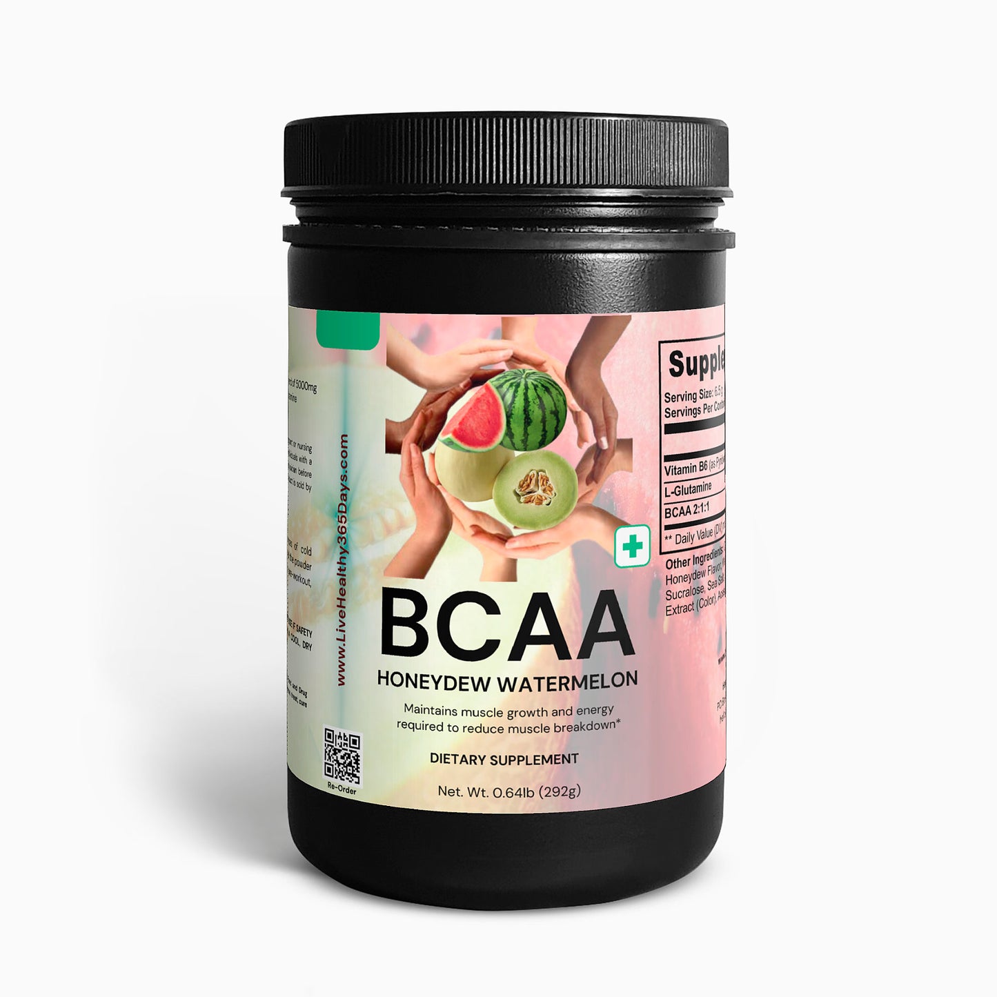 Branched-Chain Amino Acids (BCAA) & Glutamine - Exercise Recovery Powder (Honeydew/Watermelon)