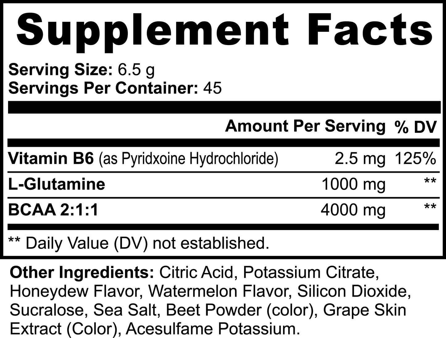 Branched-Chain Amino Acids (BCAA) & Glutamine - Exercise Recovery Powder (Honeydew/Watermelon)